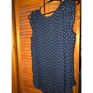 Sleeveless, navy blue shirt from Loft